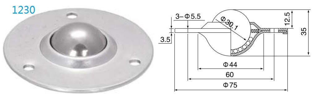 Round Flange Fixing Ball Transfer Unit Round Flange Fixing Ball Transfer Unit
