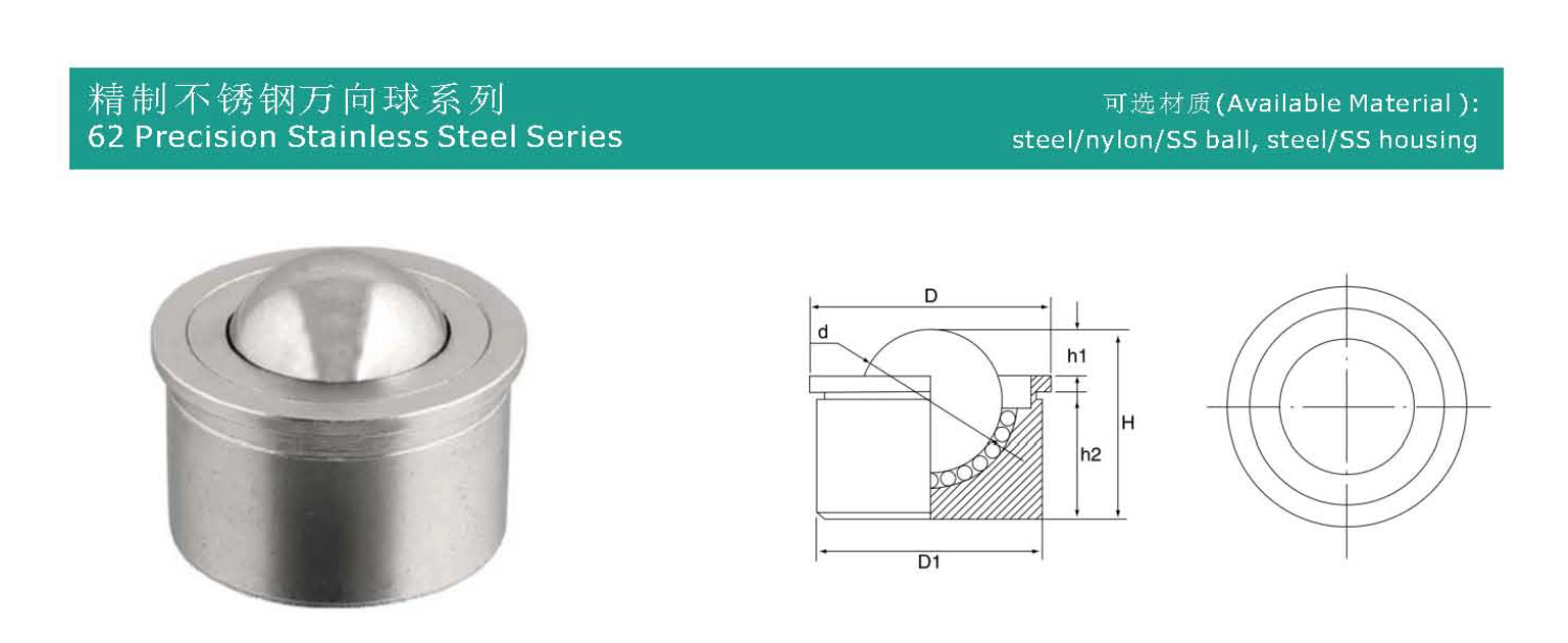 eries 62-Stainless Steel Precision Plain Body Mini Ball Transfer Unit 屏幕截图 2025-11-28 134506