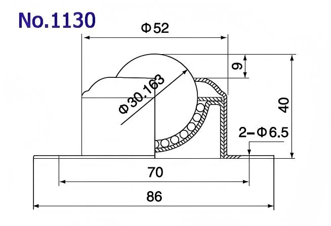 1130 2-holes flange base fixing ball transfer unit