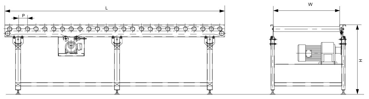 single sprocket driven roller conveyor