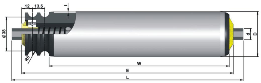 DR260 Galvanized Steel O-Belt Driven Pulley Conveyor Roller
