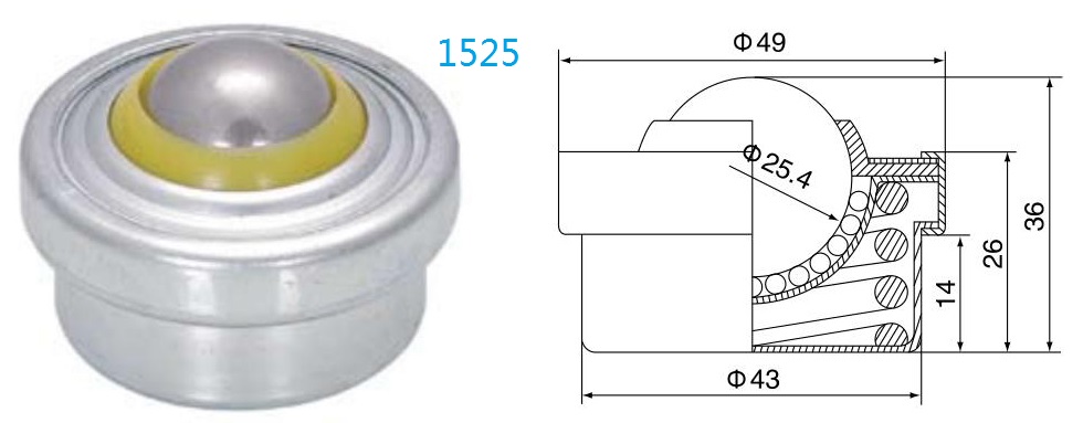 Shockproof Plug Drop-in Fixing Ball Transfer Unit 