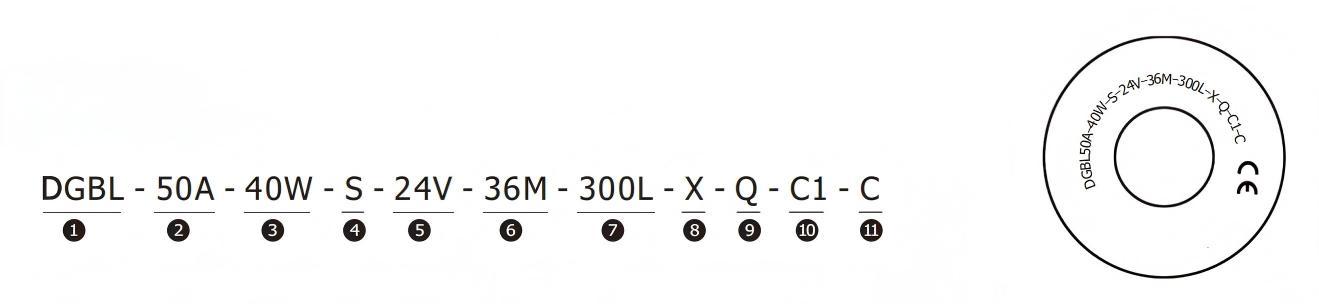 DGBL50A Motor driven roller Model No. Example