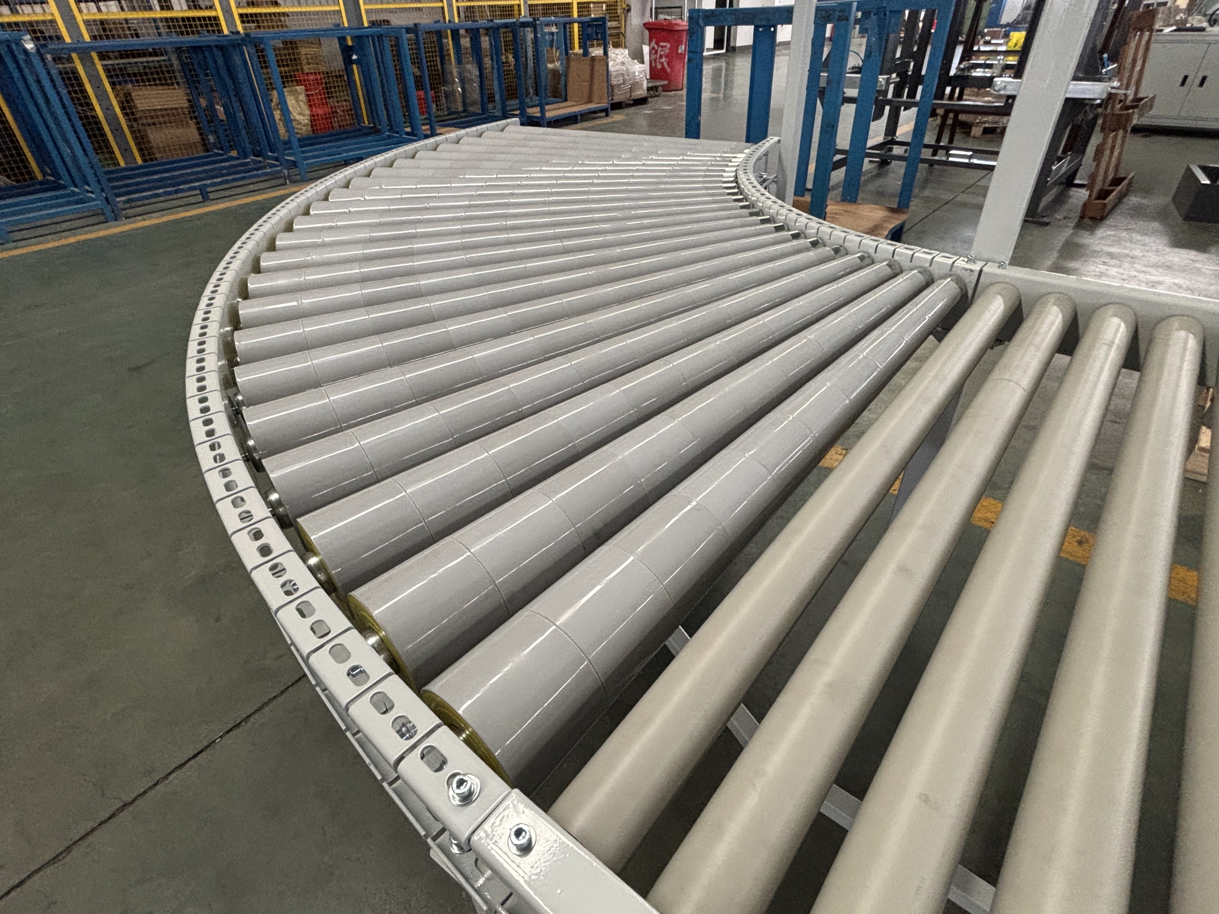 gravity curved roller conveyor