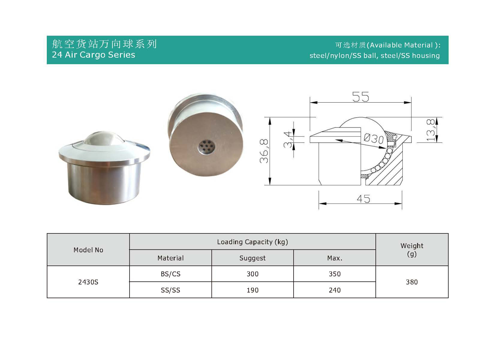 Multi-hole drain plug air cargo ball transfer unit