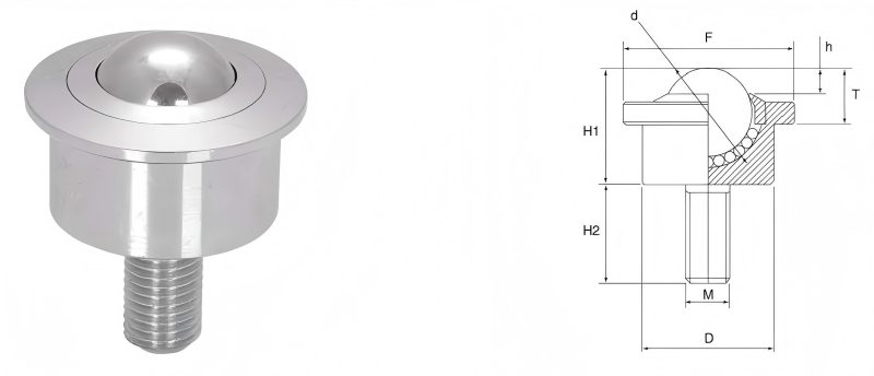 Heavy Duty Machined Steel Stud Ball Transfer Unit