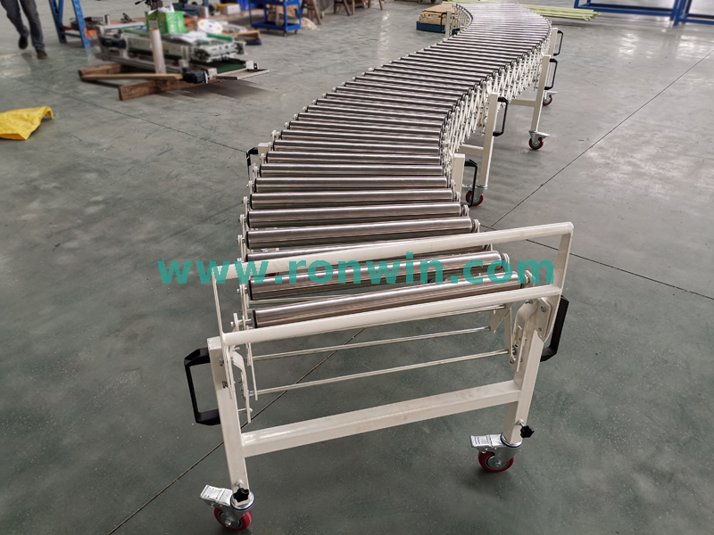 Free Curve Flexible Extendable Gravity Roller Conveyor for Material Handling