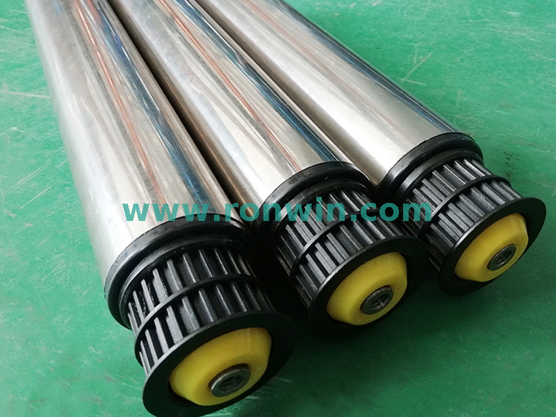 Toothed Pulley Timing Belt Driven Steel Conveyor Roller 