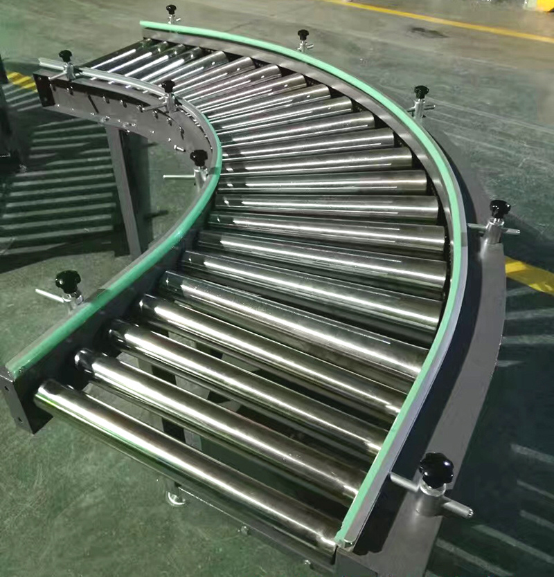 Double Sprocket Driven Curved Roller Conveyor