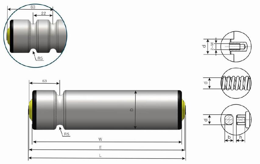 DR230 Galvanized Steel Single Groove O-belt Conveyor Roller