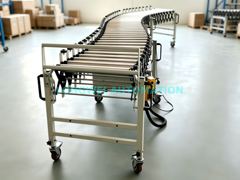 Motorized Flexible Expandable Roller Conveyor 
